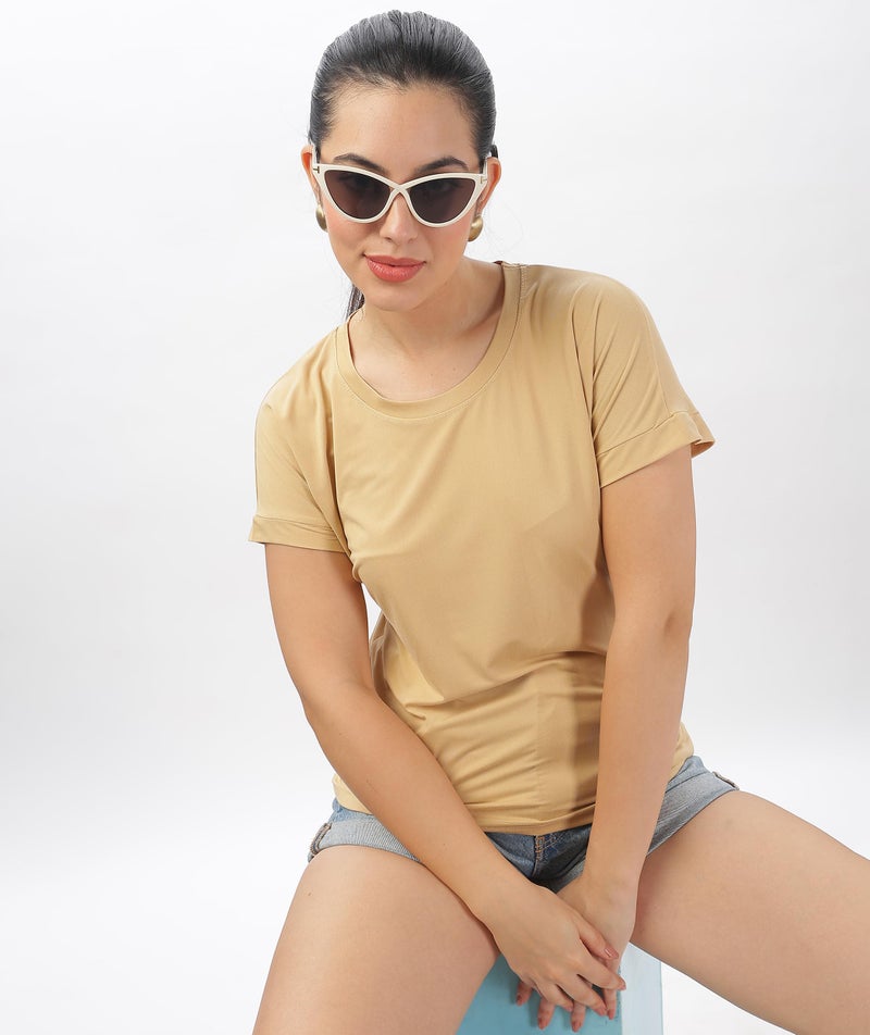 SHODOX® Women's Cotton Blend Solid Regular fit Round Neck Short Sleeve T-Shirt (Pack of 1) - Image 5