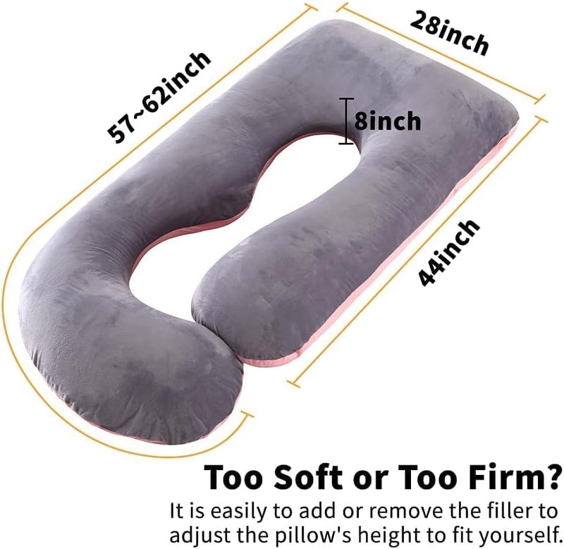 Saffron rabbit Comfort Pregnancy Pillow - J Shape Sleeping Maternity Pregnancy Pillow, Full Body Support for Back, HIPS, Legs, Belly for Pregnant Women,Removable Washable Velvet Cover (Grey) - Image 3