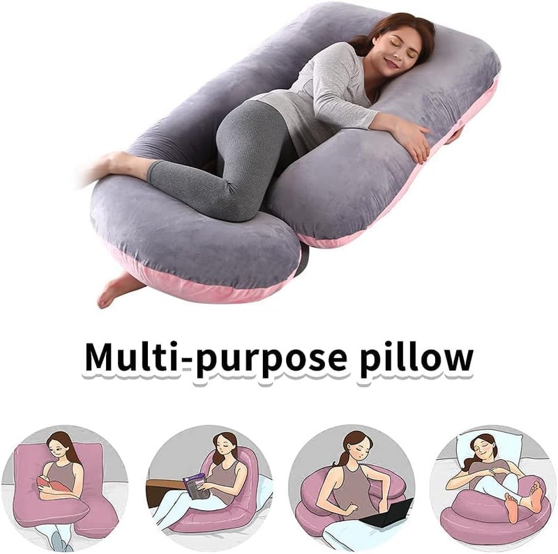 Saffron rabbit Comfort Pregnancy Pillow - J Shape Sleeping Maternity Pregnancy Pillow, Full Body Support for Back, HIPS, Legs, Belly for Pregnant Women,Removable Washable Velvet Cover (Grey) - Image 2
