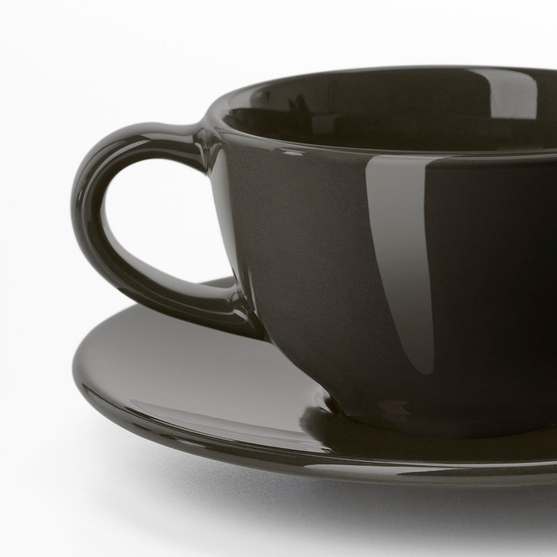 VARDAGEN Coffee Cup and Saucer, Dark Grey Stoneware, 14 cl - Image 3