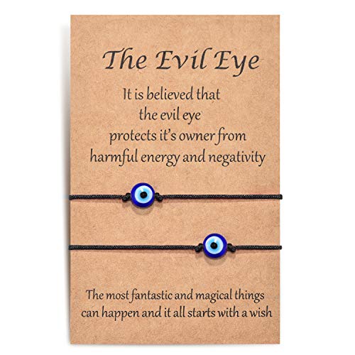 Shonyin Evil Eye Bracelets Set with Card Good Luck String Bracelet Kabbalah Protection Rakhi for Brother Amulet for Women Men Christmas Father's Day Family Friends - Image 1