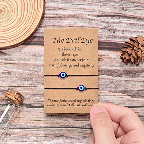 Shonyin Evil Eye Bracelets Set with Card Good Luck String Bracelet Kabbalah Protection Rakhi for Brother Amulet for Women Men Christmas Father's Day Family Friends - Image 5