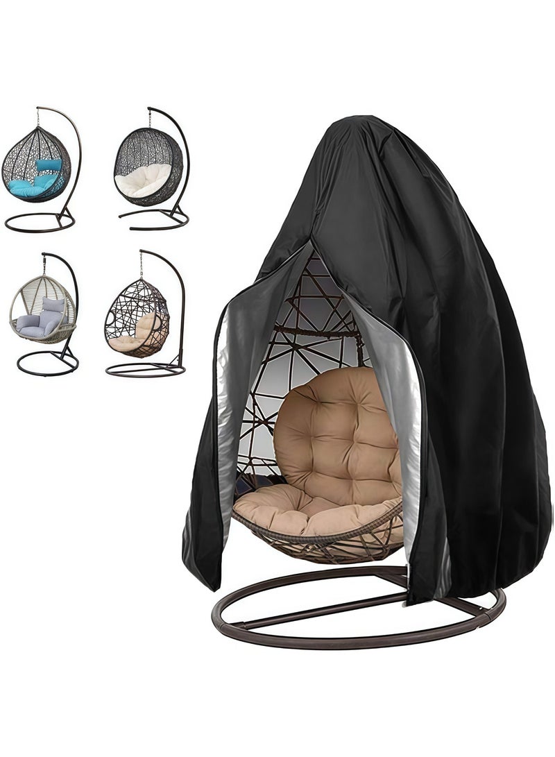 CHIYLE Patio Egg Chair Cover, Waterproof Wicker Swing Egg Chair Cover with Zipper and Bottom Buckle, Single Seat Outdoor Furniture, Black, 210D - Image 1