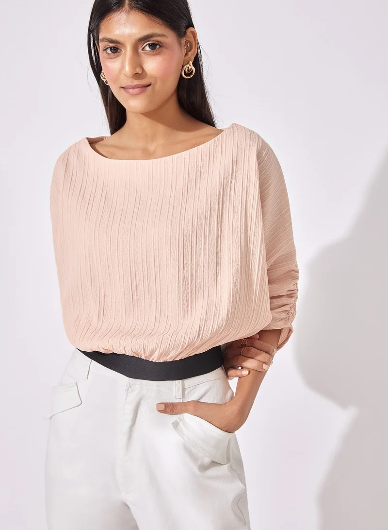 The Label Life Ribbed Boat Neck Top