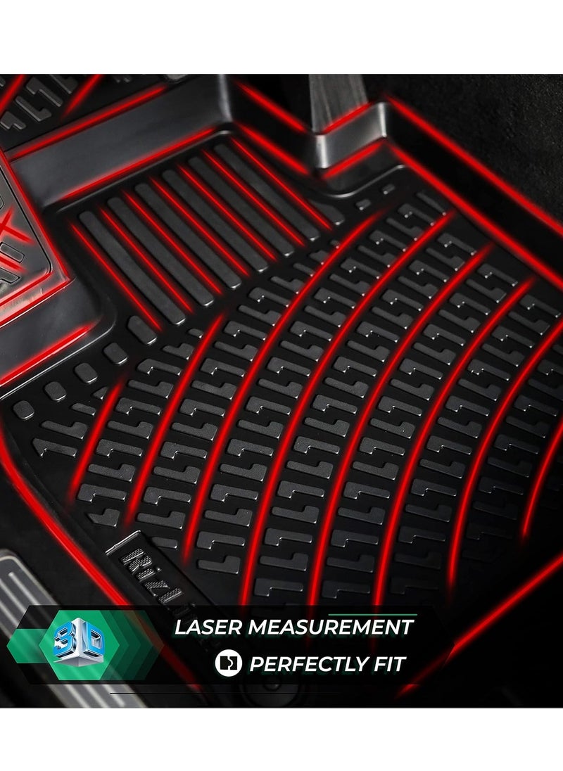 Rizline - RizLiner Kia Optima (Non Hybrid)  2015-2021 Floor Mats 3D Custom Fit Compatible with  Car Mats Laser Measured 1st & 2nd Row Floor Liners All Weather Non-Slip (Black) - Image 1