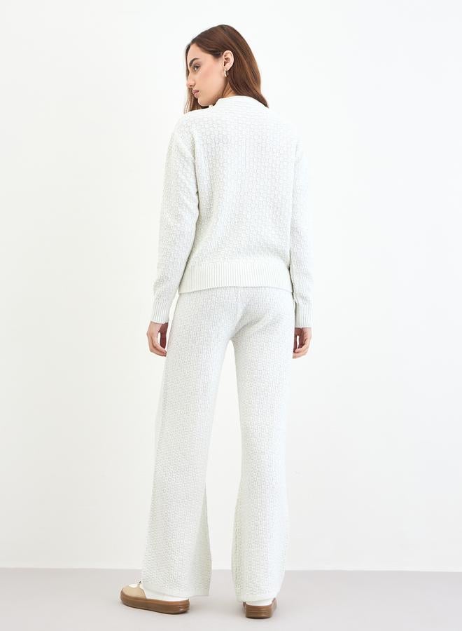 ستايلي طقم منسق من كارديغان محاك وبنطال أوف وايت - Image 4