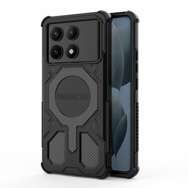 بيبركاس جراب هاتف مقاوم للصدمات Magsafe من سلسلة Real Color لهاتف Redmi K70E (أسود) - Image 1