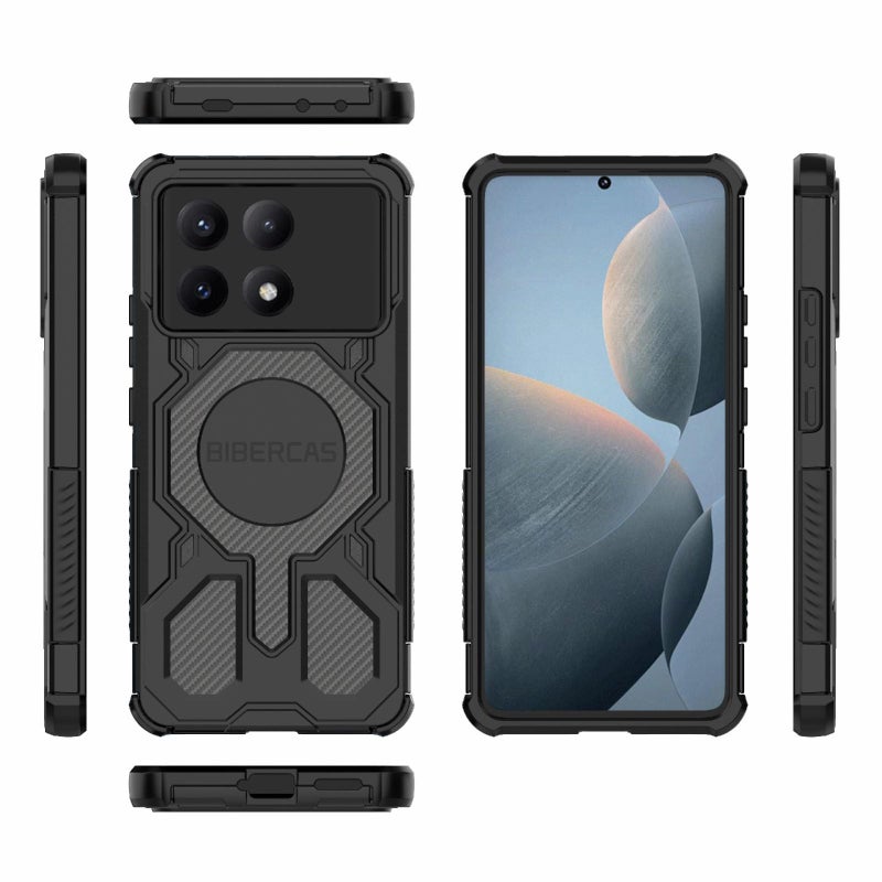 بيبركاس جراب هاتف مقاوم للصدمات Magsafe من سلسلة Real Color لهاتف Redmi K70E (أسود) - Image 2