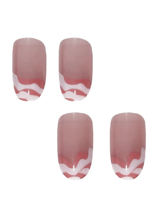Goolsky Pink & White Press-on Nails - Wearable Fake Nail Tips Manicure Stickers - Image 4