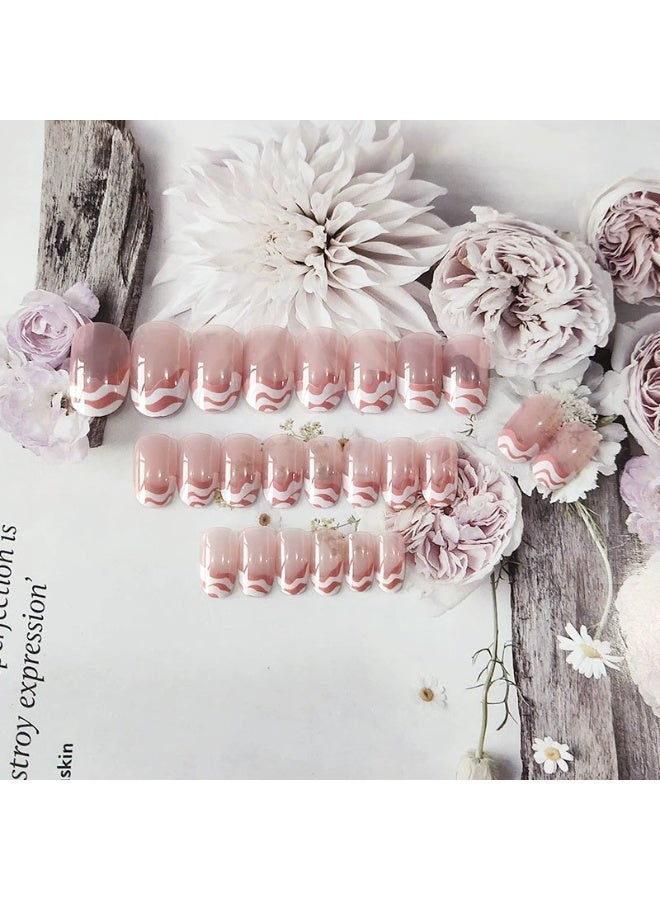 Goolsky Pink & White Press-on Nails - Wearable Fake Nail Tips Manicure Stickers - Image 3