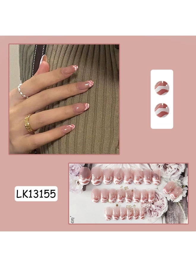 Goolsky Pink & White Press-on Nails - Wearable Fake Nail Tips Manicure Stickers - Image 2