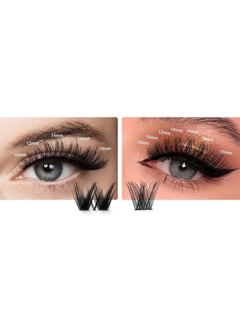 GlamKit DIY Eyelash Extension Kit 551 Clusters, 10-16mm Mixed Individual Lashes Cluster, Natural Curl Personal Eyelash Set, Segmented False Eyelashes, Thick Eyelashes - Image 2