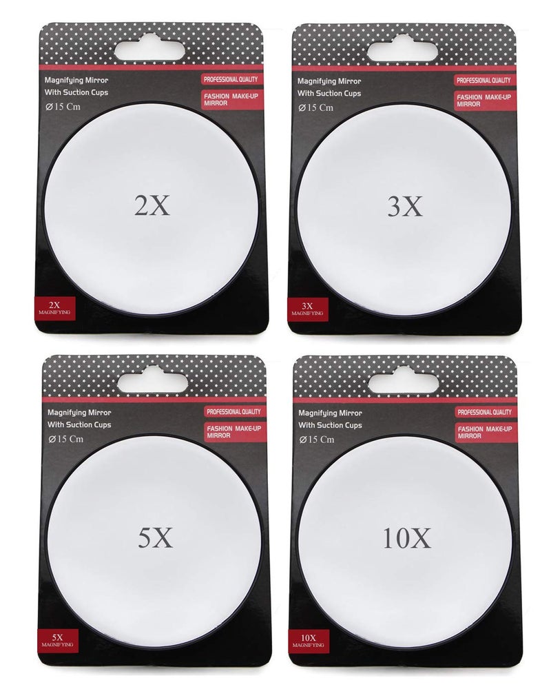 STORE 2508 Store2508 Bundle Deal Magnifying Mirrors-2x; 3X; 5X and 10x for Makeup; Shaving; (Black; Diameter 15 cm) Pack of 4 - Image 4