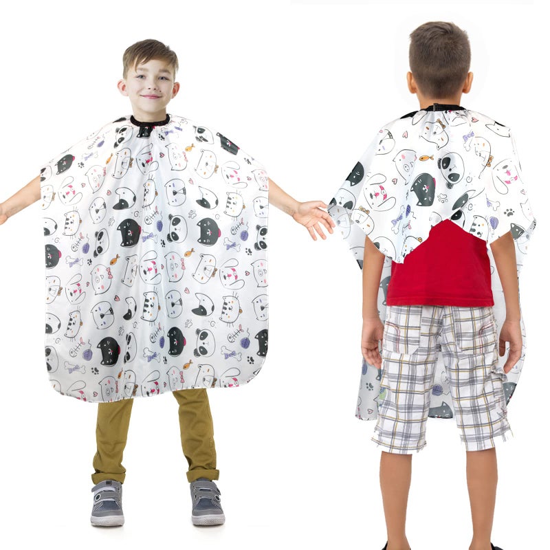 YELEGAI Kids Barber Cape with Neck Duster Brush, Professional Salon Hair Cutting Cape with Adjustable Snap Closure(Cartoon Sea Animals) - Image 2