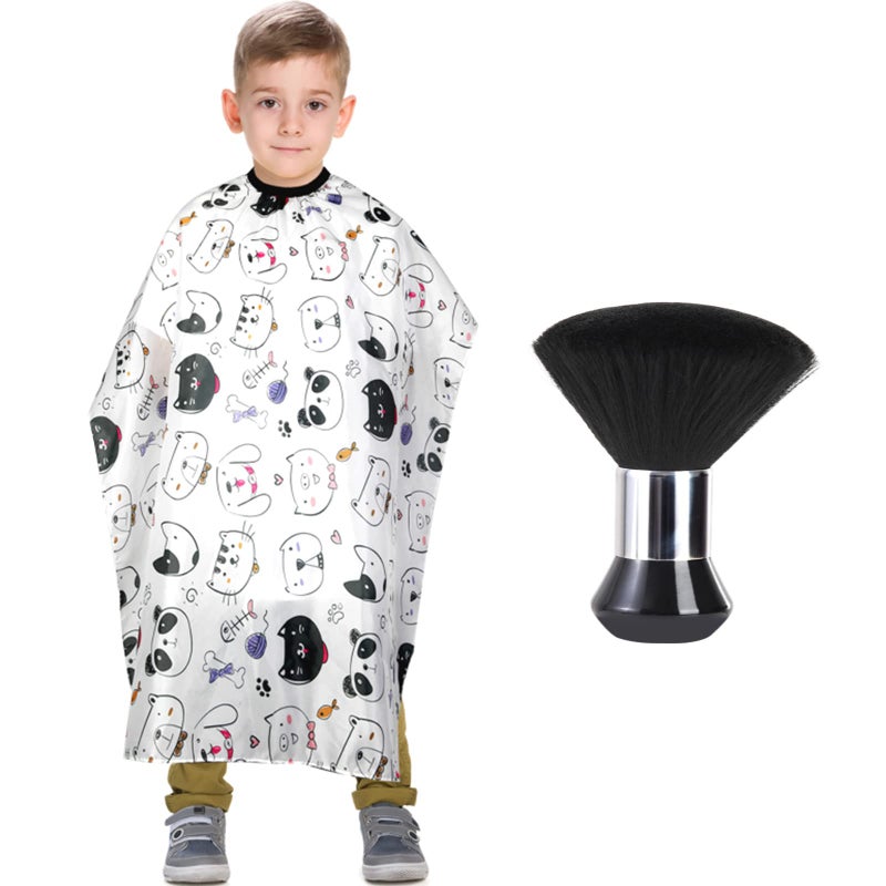 YELEGAI Kids Barber Cape with Neck Duster Brush, Professional Salon Hair Cutting Cape with Adjustable Snap Closure(Cartoon Sea Animals) - Image 1