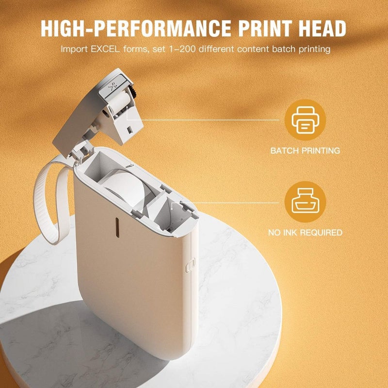 Label Maker Machine, D11 Wireless Thermal Label Printer No Ink Need Clothing Jewelry Food Grocery Label Maker with 1 Roll White Starter Label Paper for Home and Office Organization White - Image 4