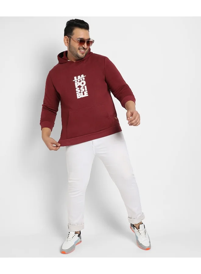 Instafab Plus Instafab Plus Men's Maroon Red Impossible Hoodie With Kangaroo Pocket