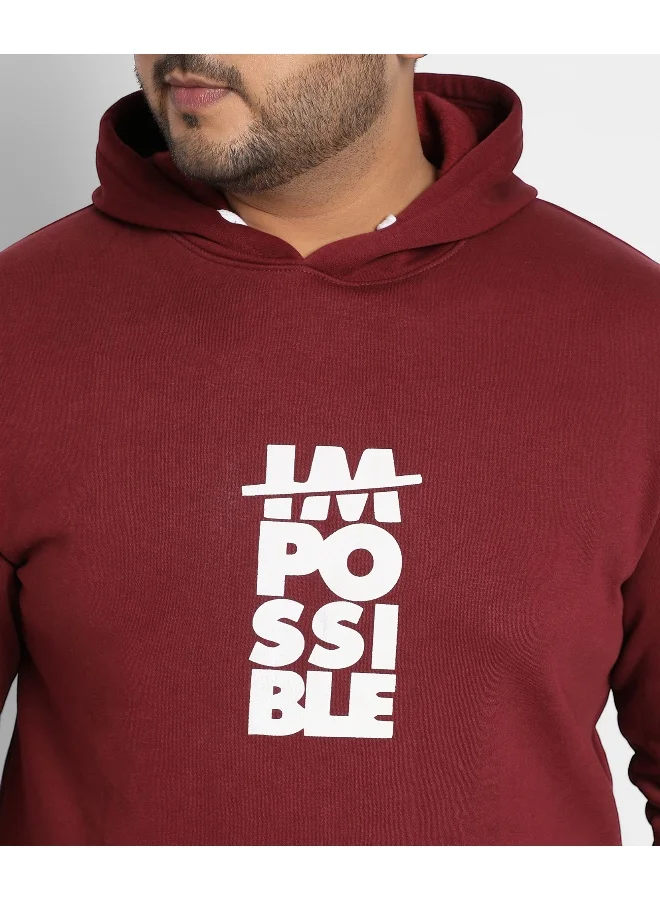 Instafab Plus Instafab Plus Men's Maroon Red Impossible Hoodie With Kangaroo Pocket
