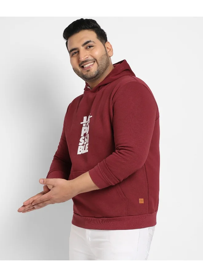 Instafab Plus Instafab Plus Men's Maroon Red Impossible Hoodie With Kangaroo Pocket