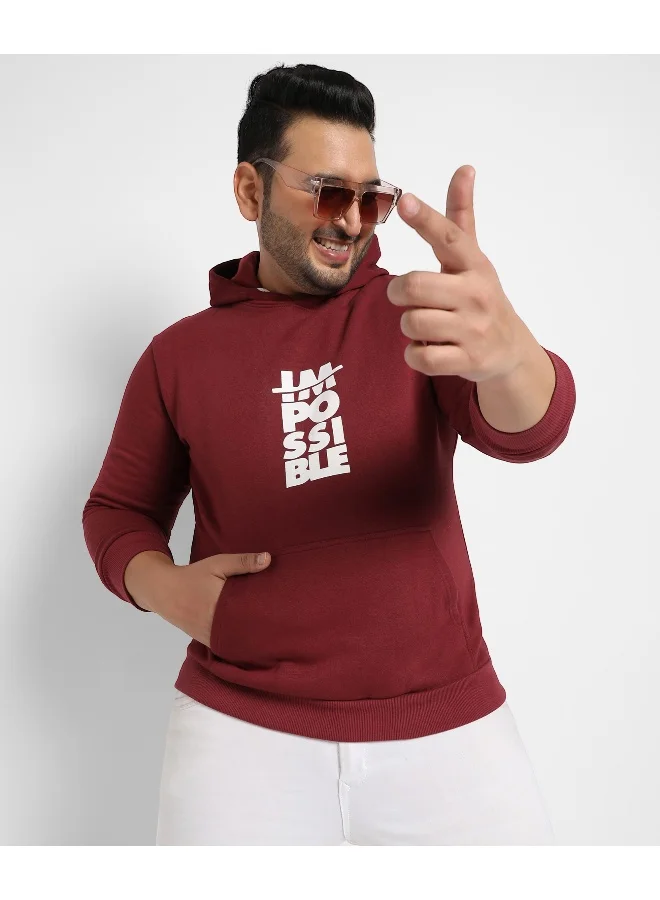 Instafab Plus Instafab Plus Men's Maroon Red Impossible Hoodie With Kangaroo Pocket