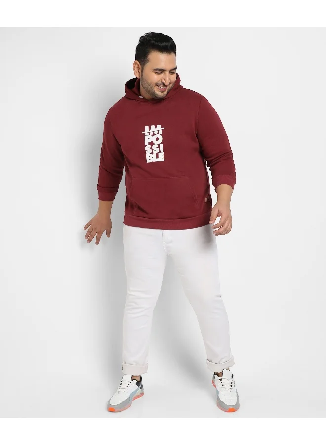 Instafab Plus Instafab Plus Men's Maroon Red Impossible Hoodie With Kangaroo Pocket