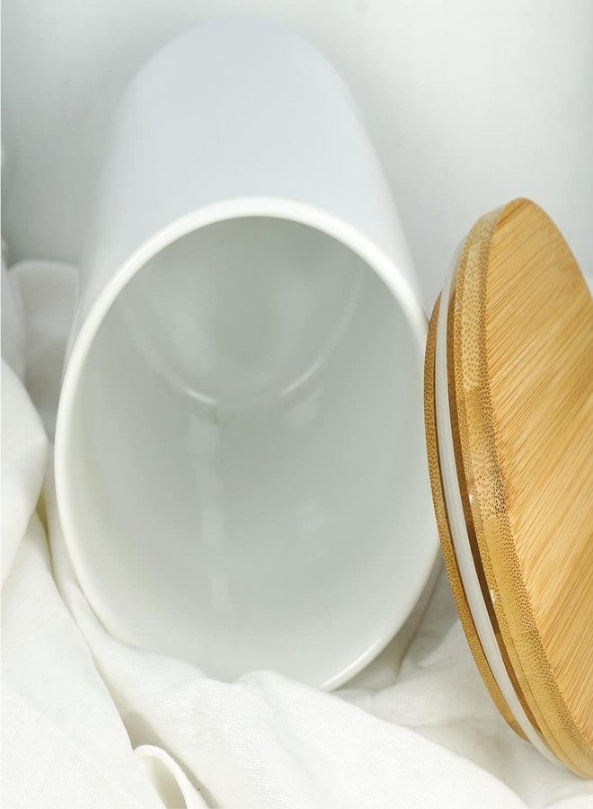 Alyc White Ceramic 1050mL 4 cup Food Storage Jar Canister with Airtight Bamboo Lid and Silicone Seal Container for Counter - Great for Coffee Sugar Treat Snack Treats for Dog Cat Rawhide Milkbone (White) - Image 4