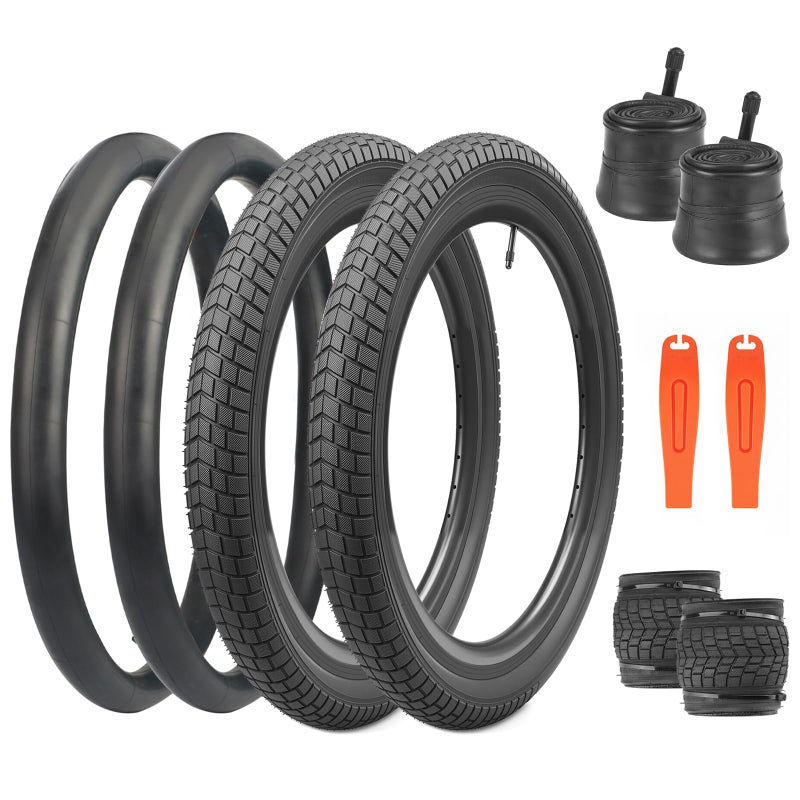 Balinge 20x2.125 Bike Tires 2 Pack 20 Inch Bike Tire Kids Black 20x2.1 25 Bicycle Tire and Tube Folding Replacement Tire Suitable for Bicycle Tires 20x2.1 20x2.125 20x2.25, 2 Tires+2 Tubes - Image 1