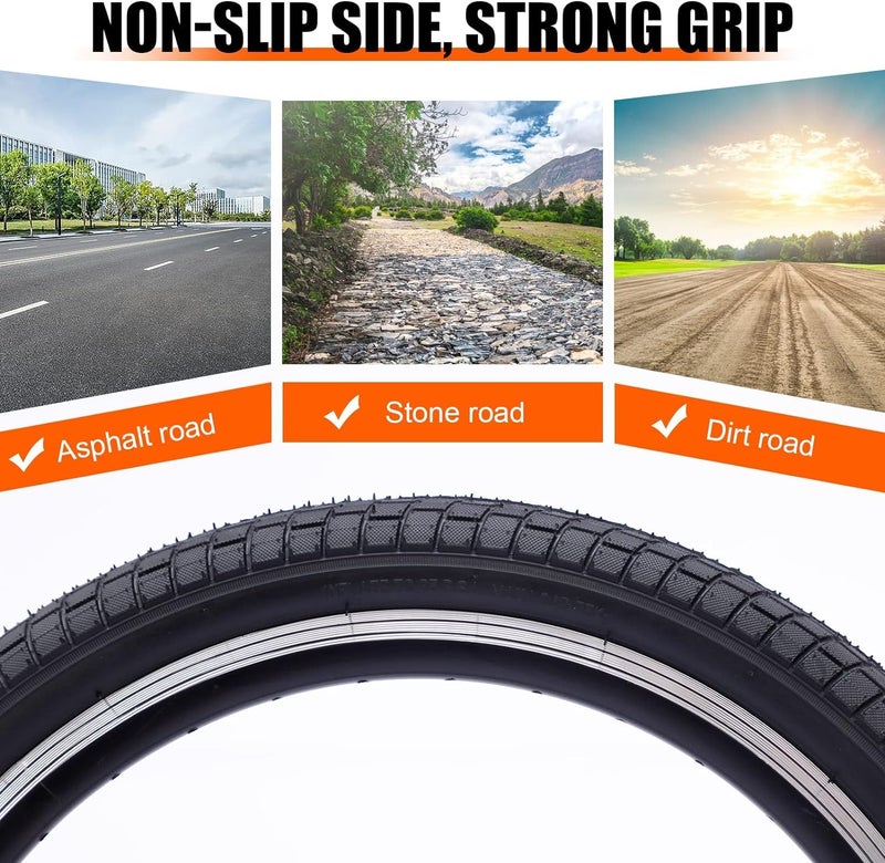 Balinge 20x2.125 Bike Tires 2 Pack 20 Inch Bike Tire Kids Black 20x2.1 25 Bicycle Tire and Tube Folding Replacement Tire Suitable for Bicycle Tires 20x2.1 20x2.125 20x2.25, 2 Tires+2 Tubes - Image 5