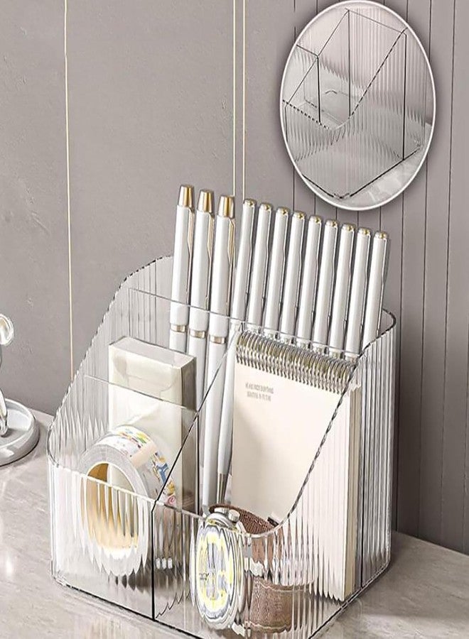 HVB Store HVB Clear Plastic remote stand for home mobile stand desk accessories stationery organiser pen stand Remote Control Organizer TV Remote Holder with 4 Compartments Desktop Storage Box (remote stand) - Image 5
