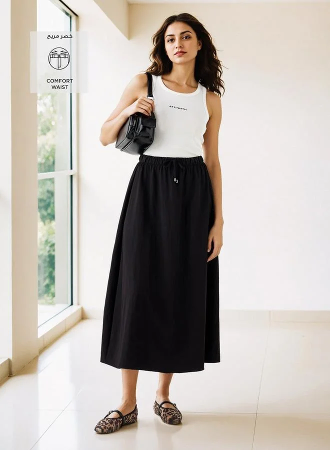 Splash FAV A-line Midi Skirt with Flexi Comfort Drawstring Waistband
