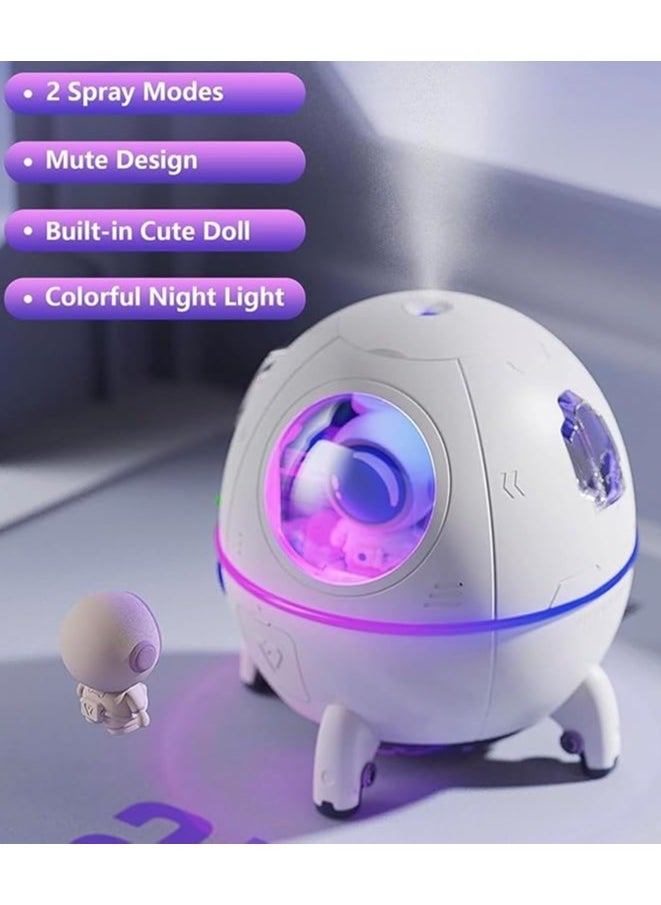 Space Capsule Air Humidifier 220ML with LED light, USB Ultrasonic Cool Mist Humidifier, Nursery Portable, Raindrop Car, Astronaut Antigravity, Cute Humidifier for Bedroom, Cool Mini Diffuser.