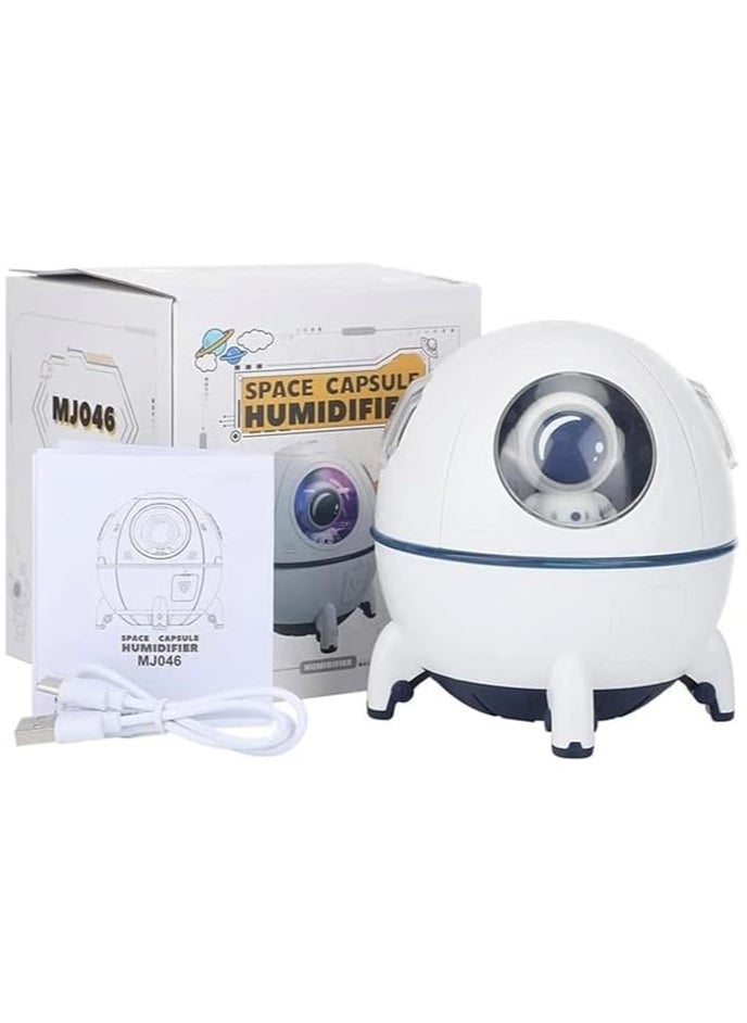 Space Capsule Air Humidifier 220ML with LED light, USB Ultrasonic Cool Mist Humidifier, Nursery Portable, Raindrop Car, Astronaut Antigravity, Cute Humidifier for Bedroom, Cool Mini Diffuser.