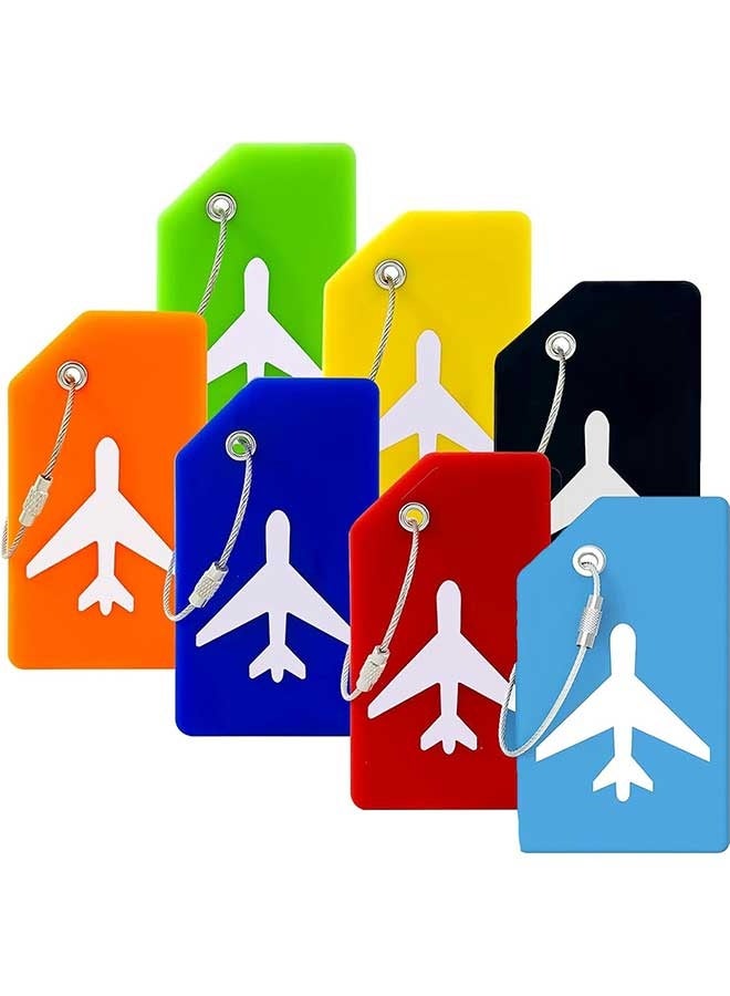 HOME-MART 7 Pack Silicone Luggage Tag Baggage Handbag Travel Suitcase Tags Luggage Tags for Suitcases with Name ID Card Perfect to Quickly Spot Luggage Suitcase Travel Accessories by HOME-MART (Multic