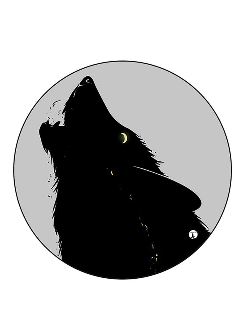 Wolf Printed Mouse Pad  Grey/Black