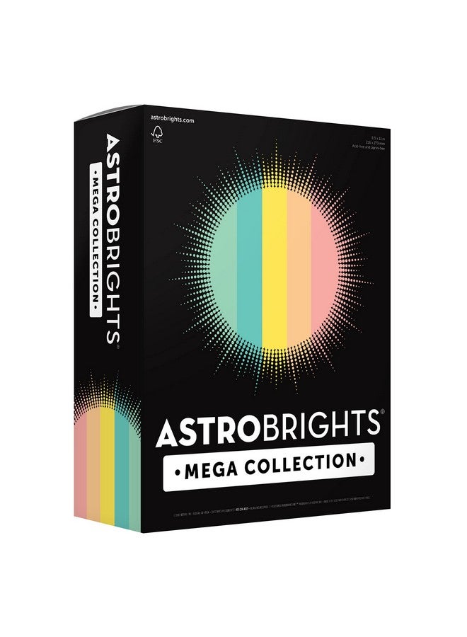 Astrobrights Mega Collection, Colored Paper, Punchy Pastel 5-Color Assortment, 625 Sheets, 24 Lb./89 Gsm, 8.5" X 11" - More Sheets! (91732) - Image 1