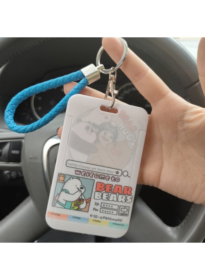 NIBEMINENT 1 - Piece Cute Bear Doll Kpop Photo Card Holder Pendant Key Chain ID Badge Holder ID Card Holder Photo Card Protector for School ID Office ID Access Card for Women Girls