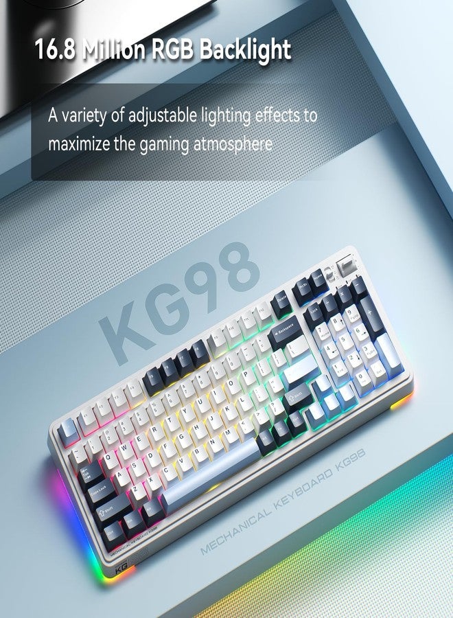 Machenike KG98 Mechanical Keyboard,Hot Swappable Custom Gaming Keyboard,Pre-lubed Linear Switches,RGB Sidelit,Tri-Mode 98 Keys Compact Layout for Gaming/Typing/Win/Mac/PC - Image 3