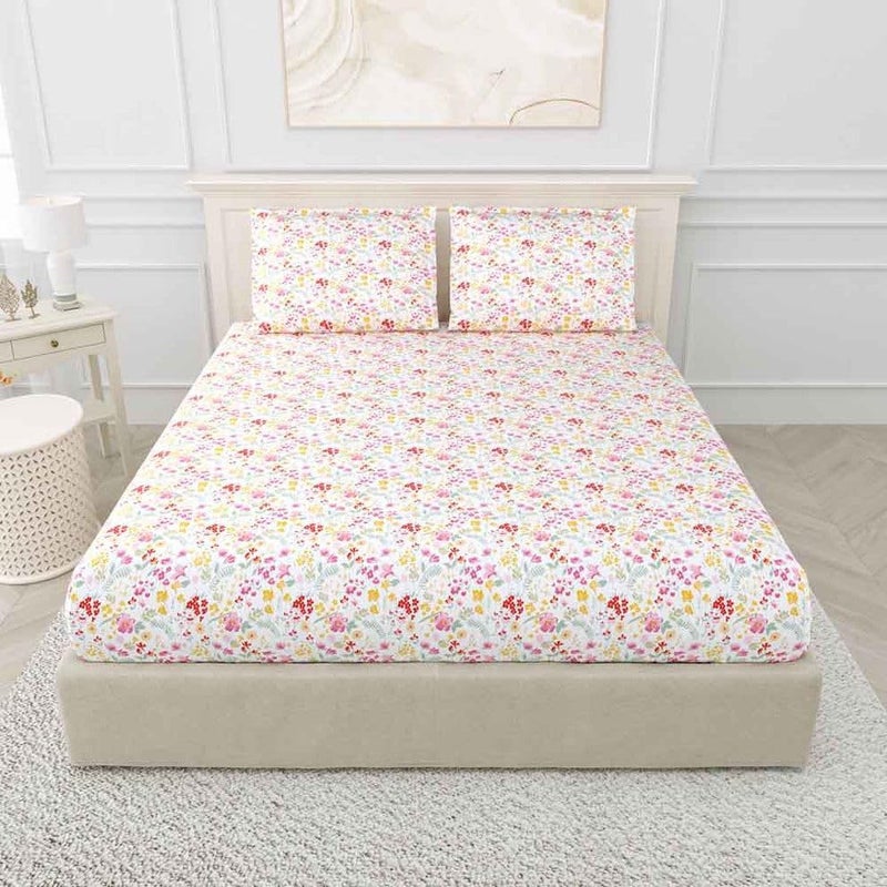 TIQH TIQH 4th Gen Double Bed Super King SizeHypoallergenic Skin Friendly 196 TC 100 Cotton Soft Touch Luxuriously Bed Sheet Set 108x108 Super King Utopia Red  - Image 1