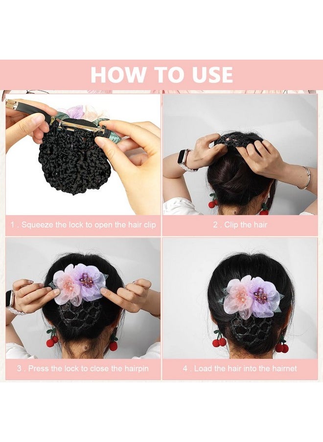 maycreate - ® Hair Snood Net Barrette Bun Cover Floral Hair Bun Clips For Women Girls Gift Hair Bun Accessories Bun Maker Spring Clip Hairnet For Dancer Nurse Work Or Daily - Image 1