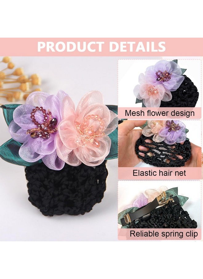 maycreate - ® Hair Snood Net Barrette Bun Cover Floral Hair Bun Clips For Women Girls Gift Hair Bun Accessories Bun Maker Spring Clip Hairnet For Dancer Nurse Work Or Daily - Image 1