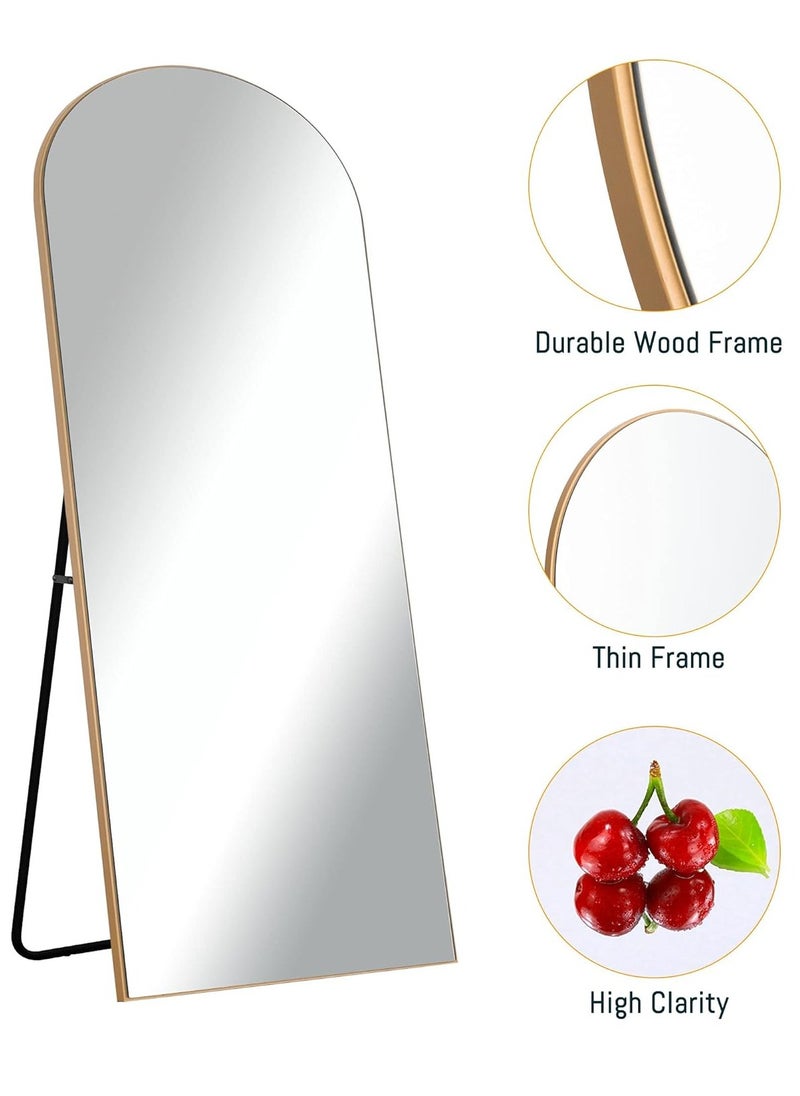 Decorhills Arched Full-Length Mirror – Modern & Elegant Full Body Mirror for Bedroom, Living Room, Makeup Room & Bathroom – Wall-Mounted or Freestanding Elegant Frame – Large & Durable Design Gold - 65x180 CM  - Image 5