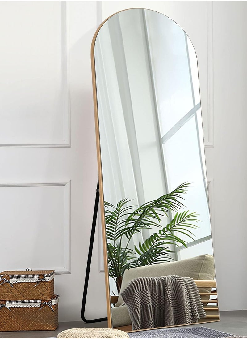 Decorhills Arched Full-Length Mirror – Modern & Elegant Full Body Mirror for Bedroom, Living Room, Makeup Room & Bathroom – Wall-Mounted or Freestanding Elegant Frame – Large & Durable Design Gold - 65x180 CM  - Image 4