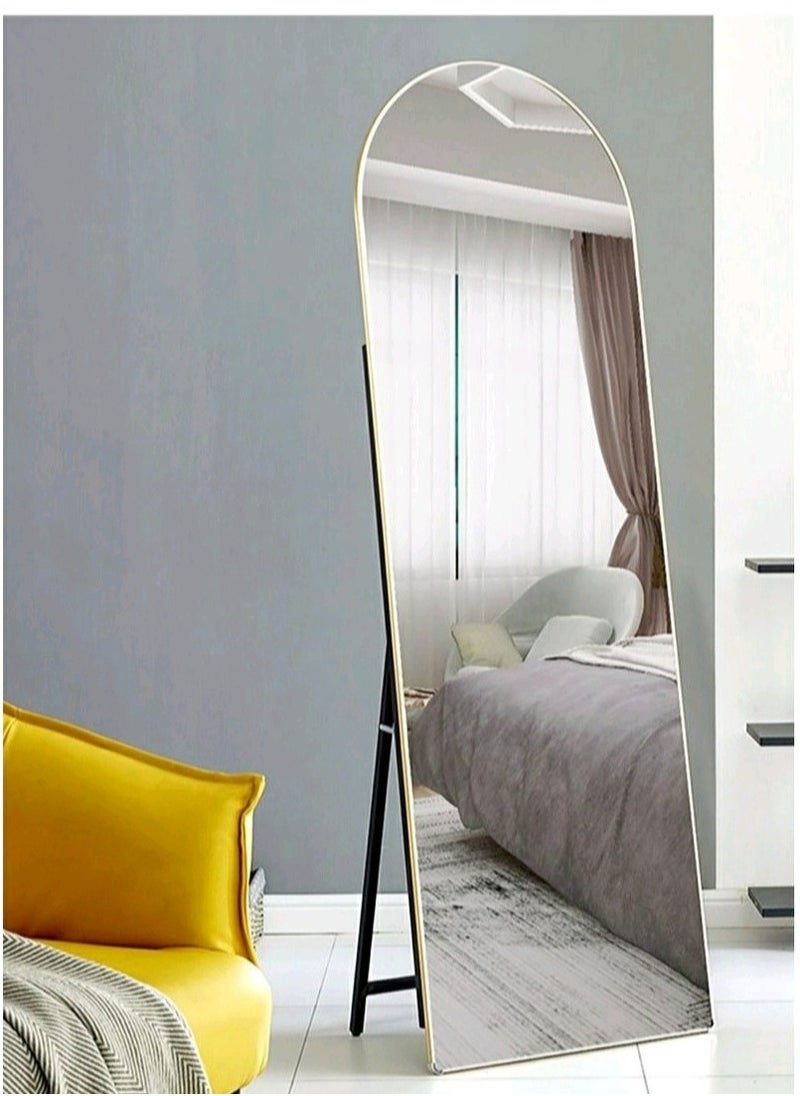 Decorhills Arched Full-Length Mirror – Modern & Elegant Full Body Mirror for Bedroom, Living Room, Makeup Room & Bathroom – Wall-Mounted or Freestanding Elegant Frame – Large & Durable Design Gold - 65x180 CM  - Image 1