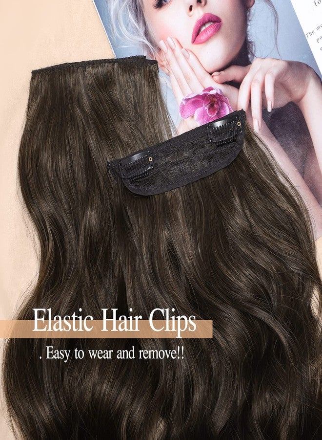 Nnzes Clip in Long Wavy Hair Extension 4PCS Thick Hairpieces Double Weft 20 Inch Synthetic Hair Extension for Women (20 Inch, Darkest Brown Mixed Medium Brown) - Image 2
