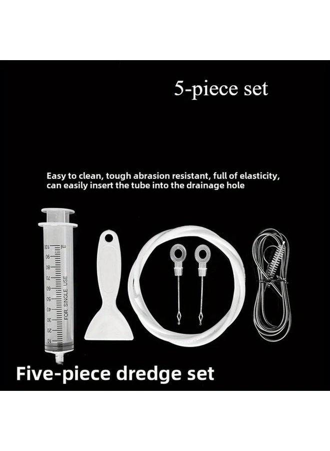 5 Piece Set Refrigerator Cleaning Kit Drain Unblocker Hose Brush Ice Scraper - Image 3