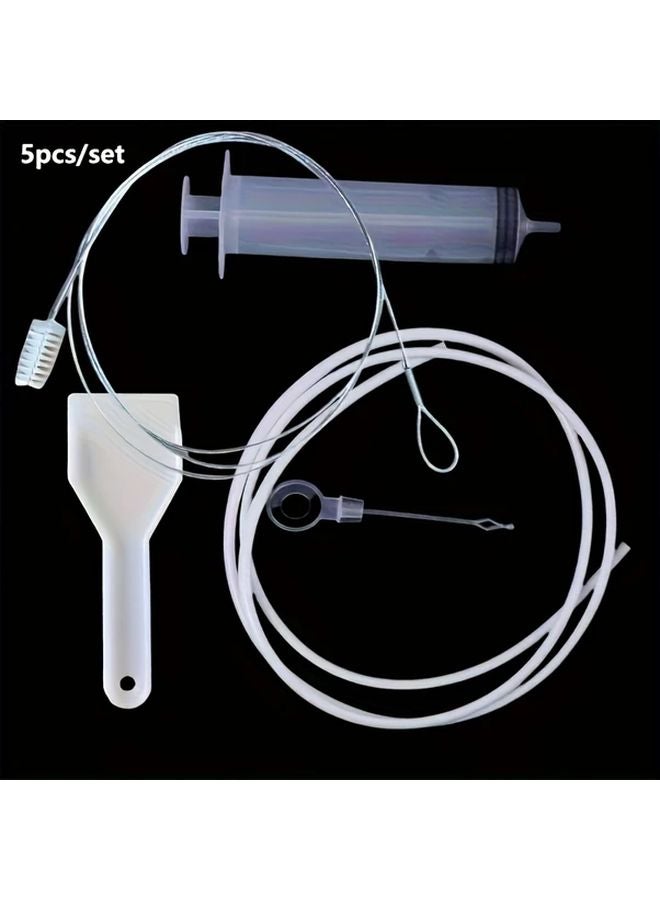 5 Piece Set Refrigerator Cleaning Kit Drain Unblocker Hose Brush Ice Scraper - Image 1