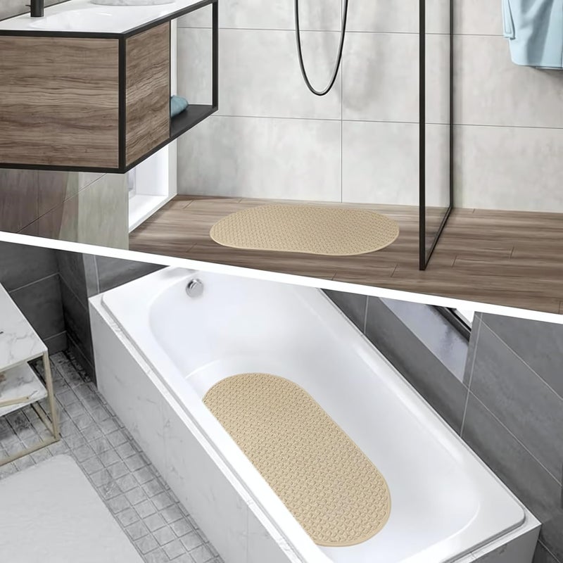 Non-Slip Bath Mat - Shower Mat with Suction Cups on the Back (Beige) - Image 3