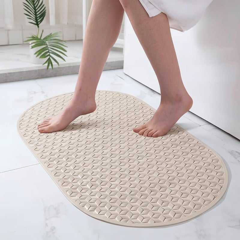 Non-Slip Bath Mat - Shower Mat with Suction Cups on the Back (Beige) - Image 1