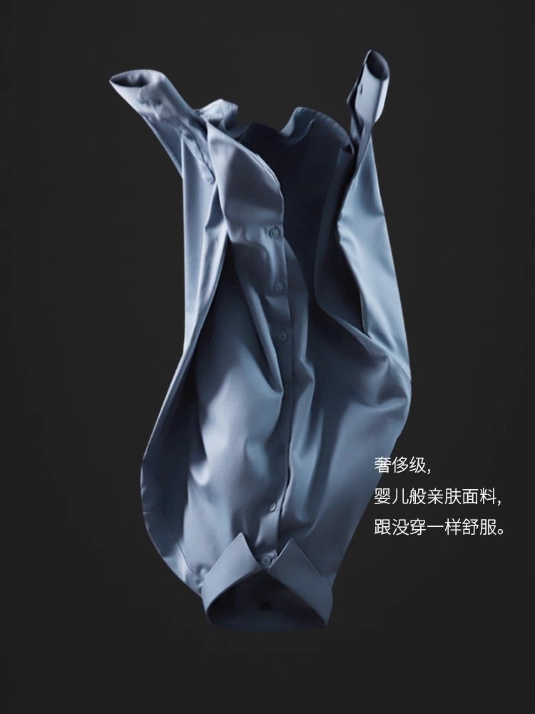 Mercerized Cotton Long-Sleeved Shirt Men'S Anti-Wrinkle And Non-Ironing Leisure Business High-End Slim-Fit Shirt 2025 Thin - Image 4