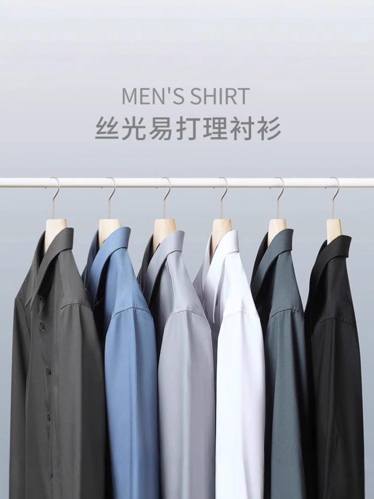 Mercerized Cotton Long-Sleeved Shirt Men'S Anti-Wrinkle And Non-Ironing Leisure Business High-End Slim-Fit Shirt 2025 Thin - Image 2